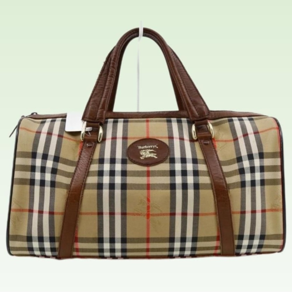 Burberry beige haymarket Boston bag